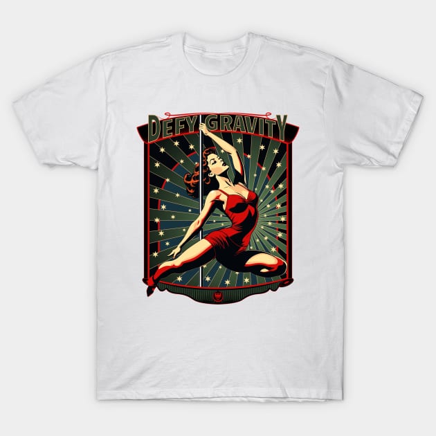 Defy Gravity Retro Pole Dancer T-Shirt by SunGraphicsLab